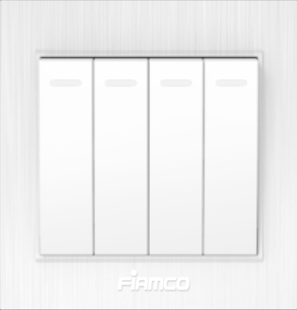 مفتاح رباعى - 16 أمبير - فيامكو - أبيض - مودرن